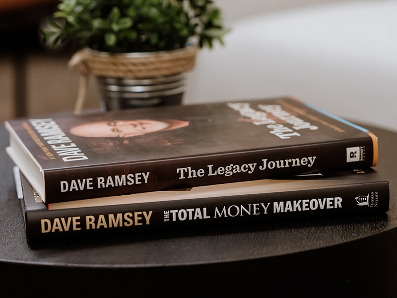 stack of dave ramsey books