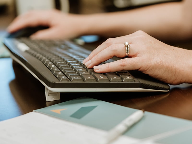 tawna typing on keyboard